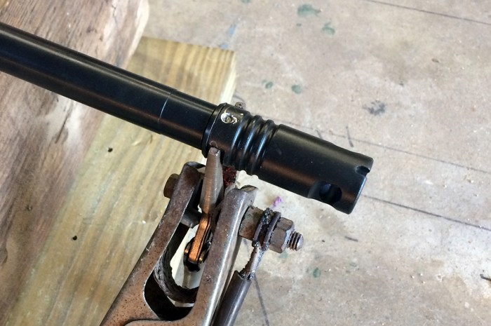 How to pin and weld muzzle device