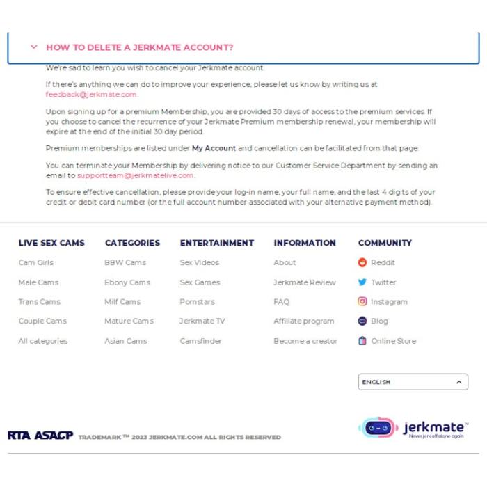 How to delete jerkmate account